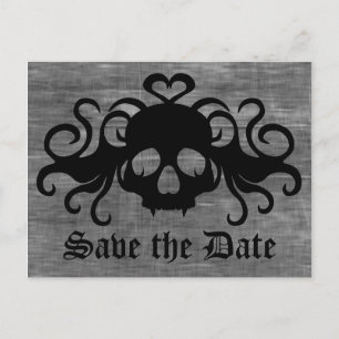 Carte Postale Faire-part Gothique sauver la date évanoui crâne vampire