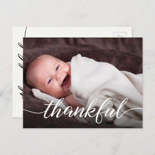 Carte Postale Faire-part Grâces Script Custom Photo Baby Merci naissance