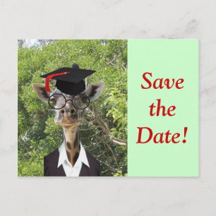 Carte Postale Faire-part Graduate Giraffe Red Tassel