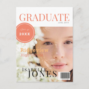 Carte Postale Faire-part Graduate Magazine : Diplôme photo