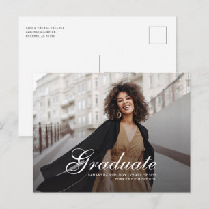 Carte Postale Faire-part Graduation de la photo de script moderne
