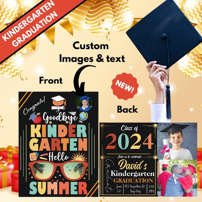 Carte Postale Faire-part Graduation personnalisée de la maternelle Bonjour  (Créateur téléchargé)