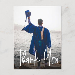 Carte Postale Faire-part Graduation photo verticale moderne Merci personnal