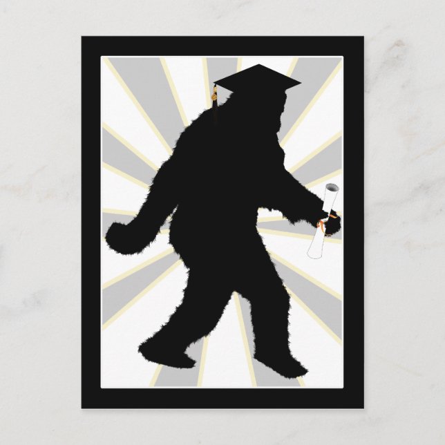 Carte Postale Faire-part Graduation Sasquatch avec Casquette (Devant)