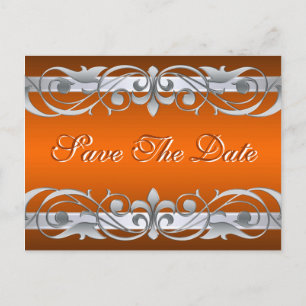 Carte Postale Faire-part Grand Duchesse Argent Orange Enregistrer La Date C