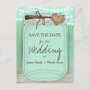 Carte Postale Faire-part Grande Monnaie Mason Jar + Lumières Rustique Enreg