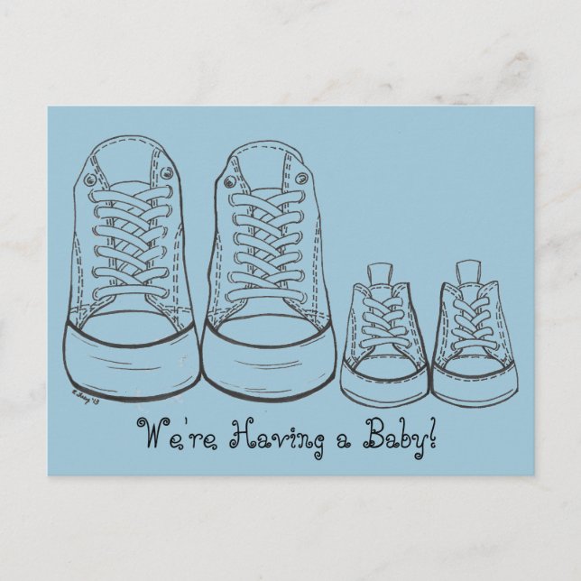 Carte Postale Faire-part Grands Petits Baskets Annonce de Naissance d'un No (Devant)