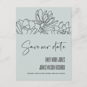 CARTE POSTALE FAIRE-PART GRAY DESERT CACTI SUCCULENT SKETCH ENREGISTRER LA