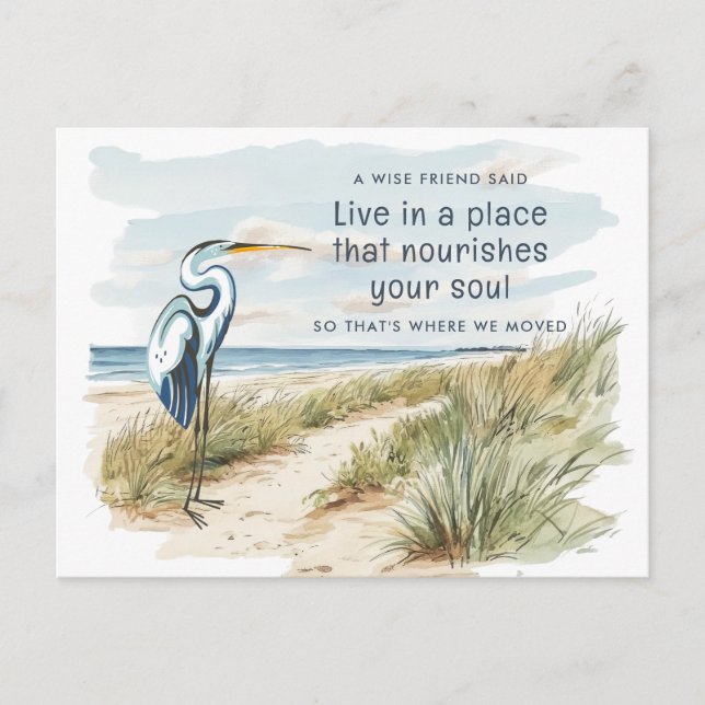 Carte Postale Faire-part Great Blue Heron Beach Scene Nouvelle adresse (Devant)