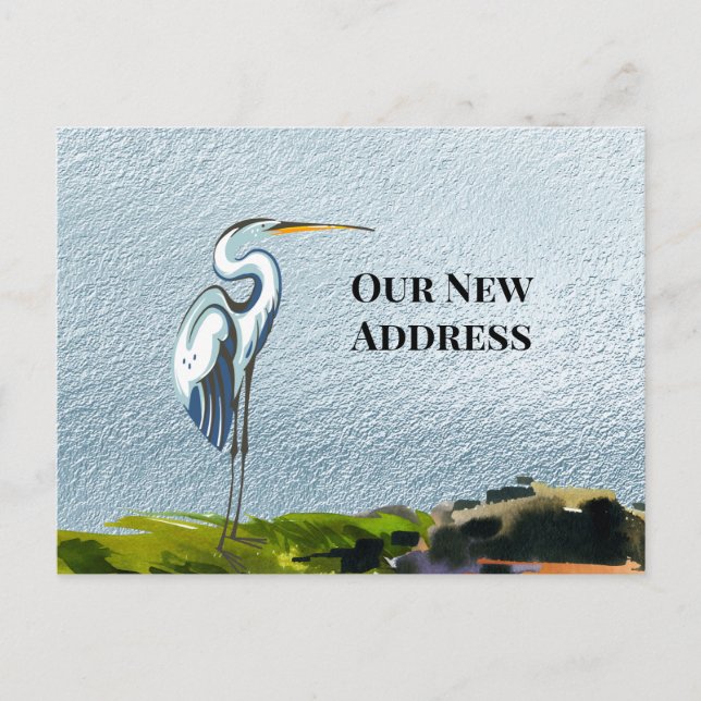 Carte Postale Faire-part Great Blue Heron Waterfront Nouvelle adresse (Devant)