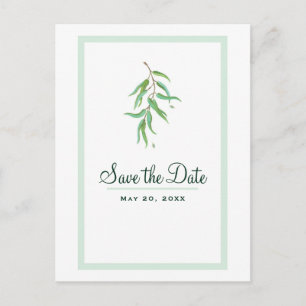 Carte Postale Faire-part Green Eucalyptus Botanical Feuilles Sauvez la date
