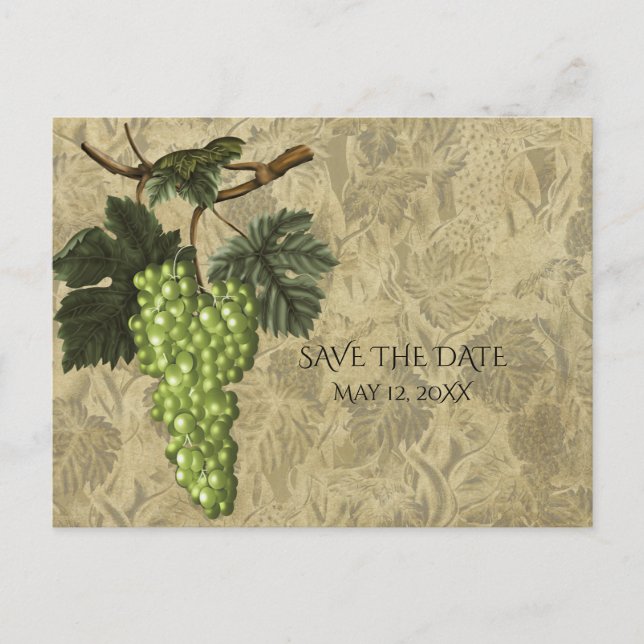Carte Postale Faire-part Green Grapes Vineyard Mariage Événement Enregistre (Devant)