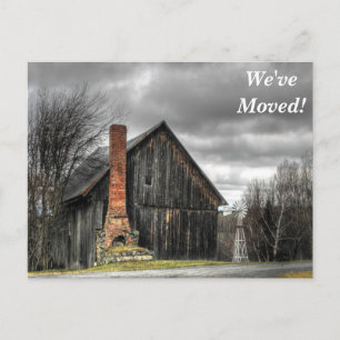Carte Postale Faire-part Gris Grange Nous avons déplacé une nouvelle adress