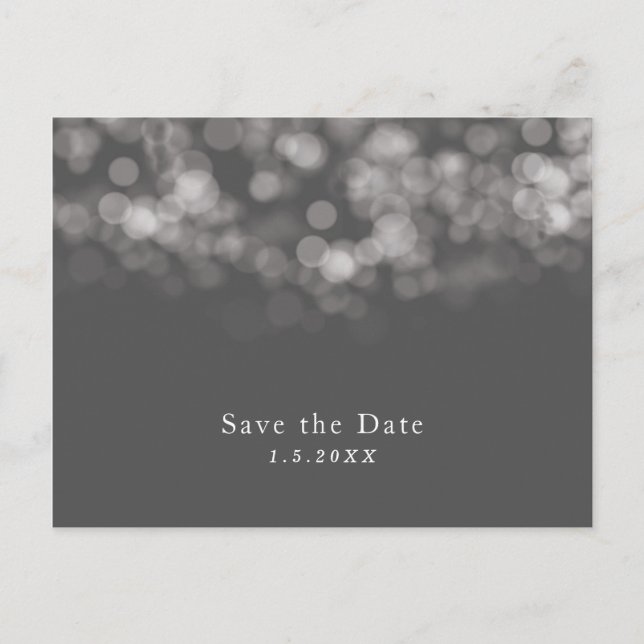 Carte Postale Faire-part Gris Moderne Lumières Minimales Chic Fête Invitati (Devant)