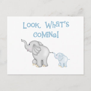 Carte Postale Faire-part Grossesse bleue d'éléphant