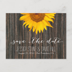 Carte Postale Faire-part Grotte rustique Bois & Mariage de tournesol Enregi