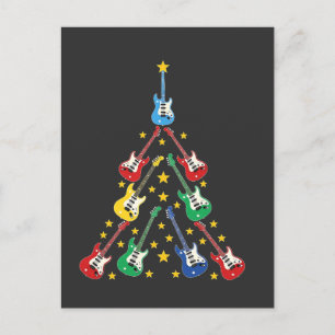 Carte Postale Faire-part Guitare électrique Arbre de Noël Amateurs de musiq
