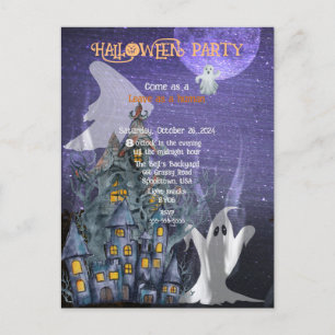 CARTE POSTALE FAIRE-PART HALLOWEEN GHOST COSTUME PARTY