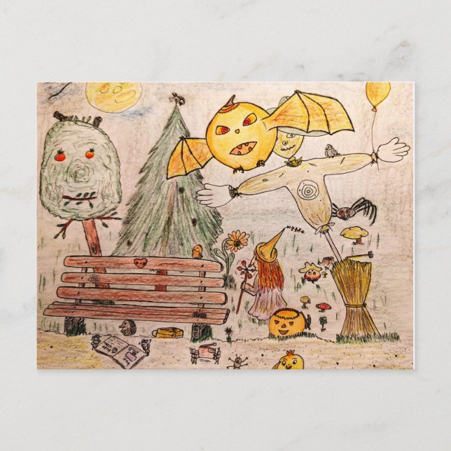 Carte Postale Faire-part Halloween in your backyard (Devant)