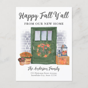 Carte Postale Faire-part Happy Fall Y'All Front Door Citrouille Holiday Mov