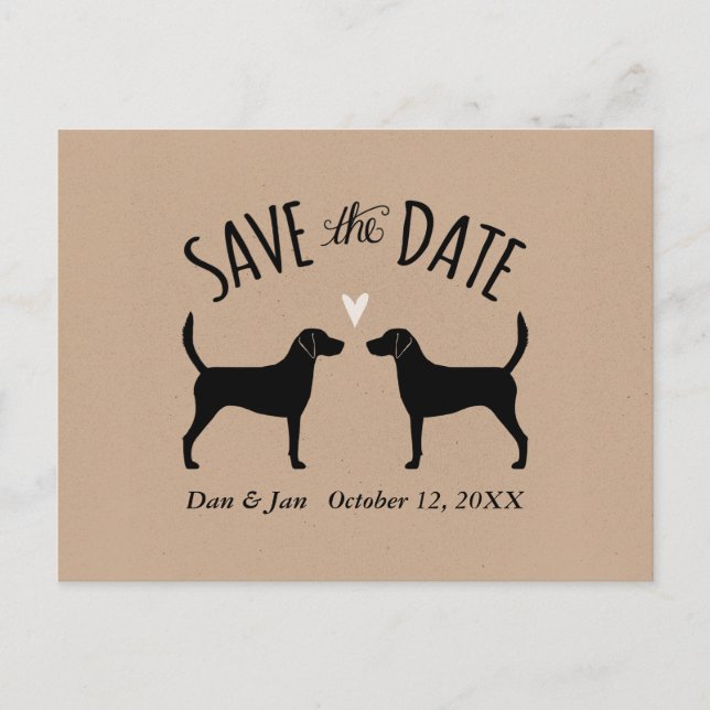 Carte Postale Faire-part Harrier Chien Silhouettes Mariage Enregistrer la d (Devant)