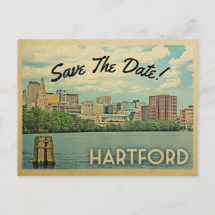Carte Postale Faire-part Hartford Connecticut Enregistrer La Date Vintage