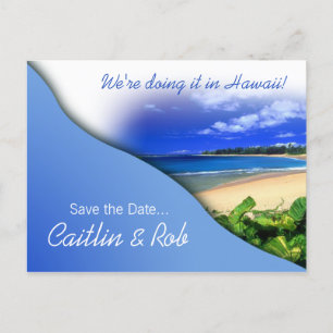 Carte Postale Faire-part Hawaii Enregistrer la date (bleu ciel)