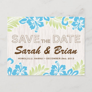 Carte Postale Faire-part Hawaiian Tropical Save the Date Turquoise