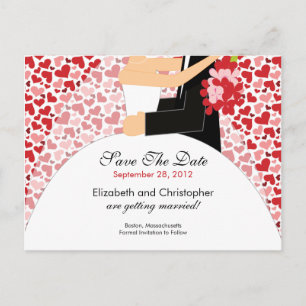 Carte Postale Faire-part Hearts Marié & Groom Enregistrer La Date Invitatio