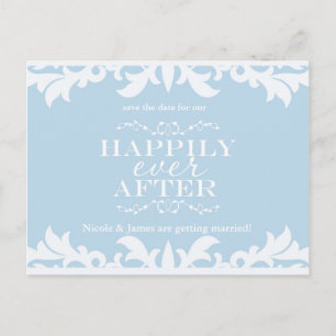 Carte Postale Faire-part HEUREUSEMENT JAMAIS APRÈS Storybook Save Date Cart