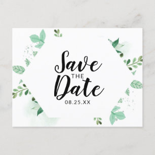 Carte Postale Faire-part Hexagone de menthe botanique du feuillage frais En