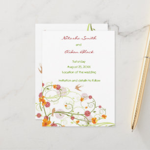 Carte Postale Faire-part Hibiscus Jaune & Hirondelles Florales Enregistrer 