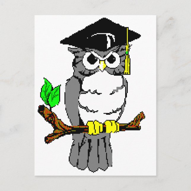 Carte Postale Faire-part Hibou d'obtention du diplôme (Devant)