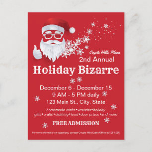 Carte Postale Faire-part Hip Santa Claus Papercut sur Red Christmas Event