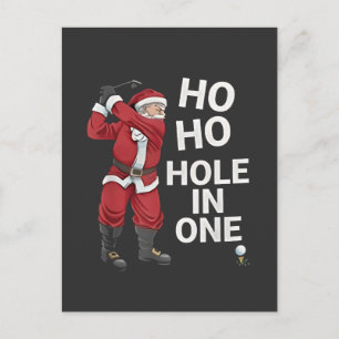 Carte Postale Faire-part Ho Ho Hole en Un Drôle de Golf Noël
