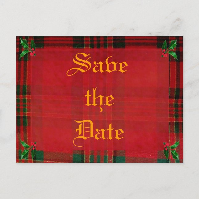 Carte Postale Faire-part Holly sur Red Plaid (Devant)