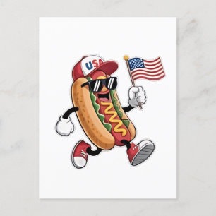 Carte Postale Faire-part Hotdog de la fête du 4 juillet Indépendance améric