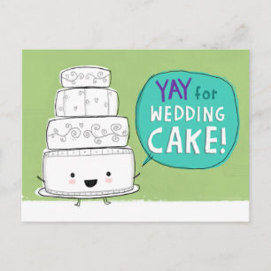 Carte Postale Faire-part Hourra pour le gâteau de mariage ! Annonce de mari