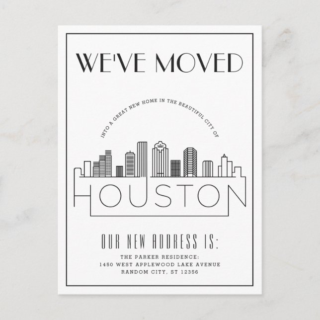Carte Postale Faire-part  Houston Skyline Moderne Déco Changement d'adresse (Devant)