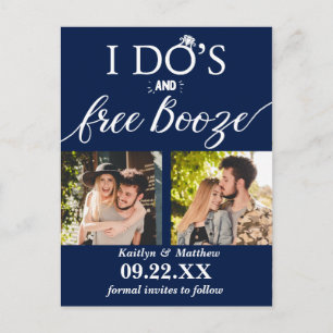 Carte Postale Faire-part I Do's & Free Booze Modern Wedding Enregistrer la 