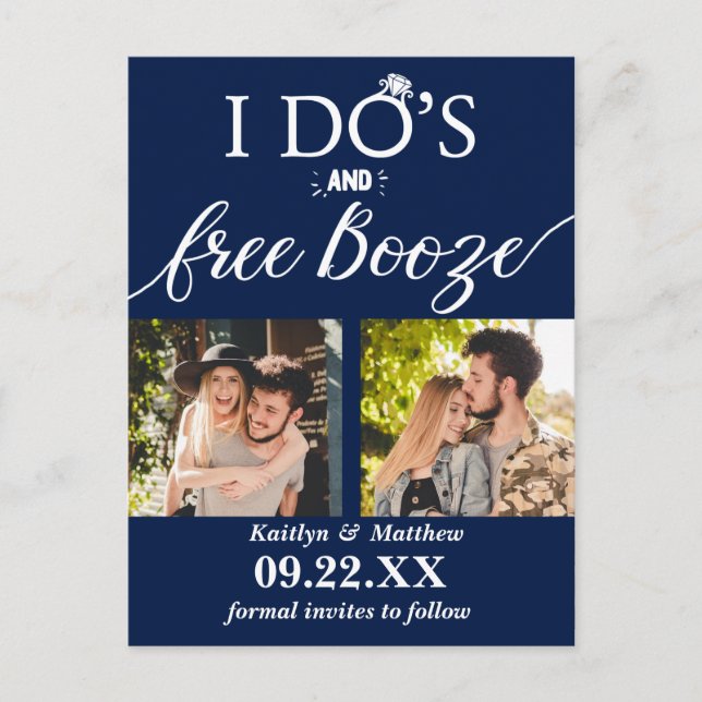 Carte Postale Faire-part I Do's & Free Booze Modern Wedding Enregistrer la  (Devant)
