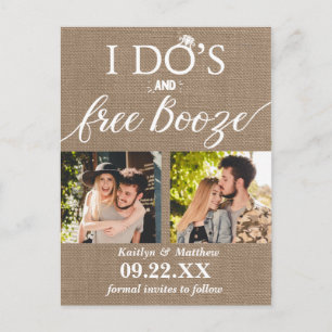 Carte Postale Faire-part I Do's & Free Booze Modern Wedding Enregistrer la 