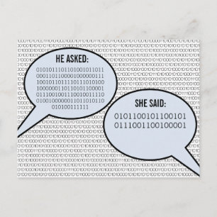 Carte Postale Faire-part Il Dit, Elle Dit Code Binaire Enregistrer la date