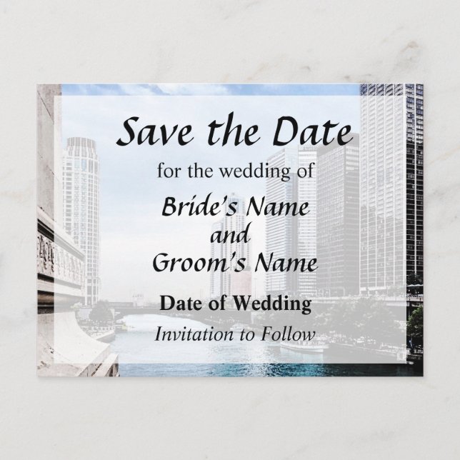 Carte Postale Faire-part IL - Vue depuis Michigan Avenue Bridge Date d'enre (Devant)