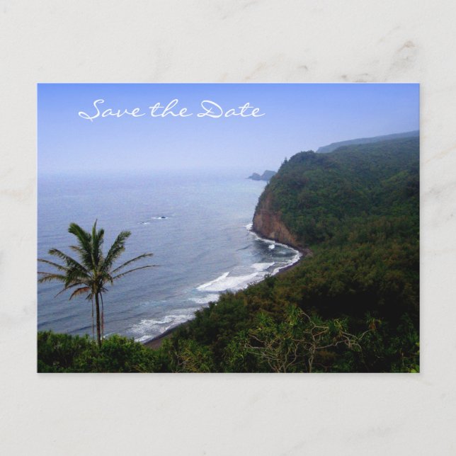 Carte Postale Faire-part Île tropicale Mariage de destination Sauvez la dat (Devant)
