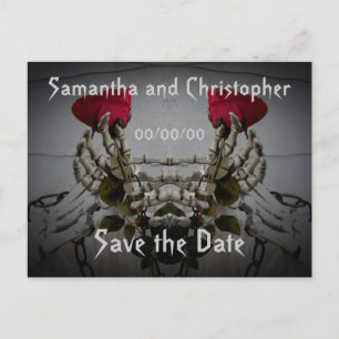 Carte Postale Faire-part Illusion squelettique gothique Enregistrer la date