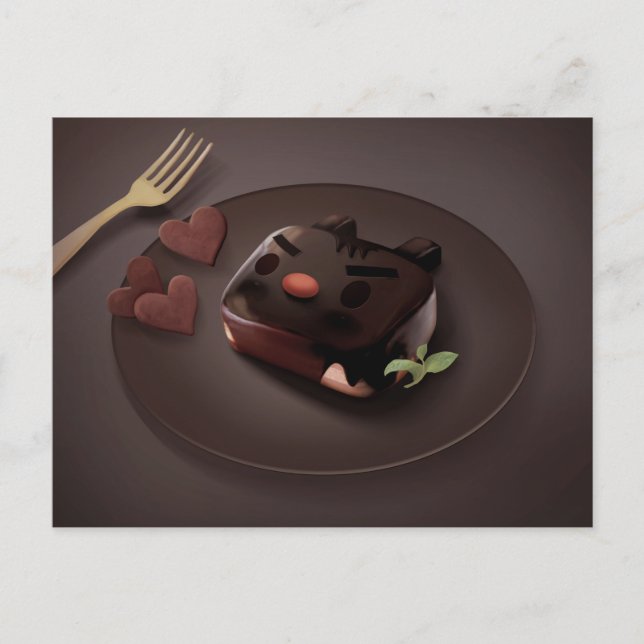 Carte Postale Faire-part Illustration de Brownie au chocolat (Devant)