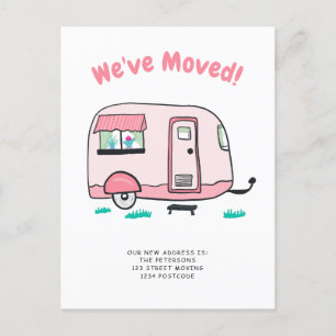 Carte Postale Faire-part Illustration de camping-car mignon pour annonce de