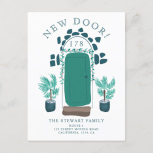 Carte Postale Faire-part Illustration de porte florale déménagement nouvell