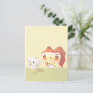 Carte Postale Faire-part Illustration de soda fille et chien